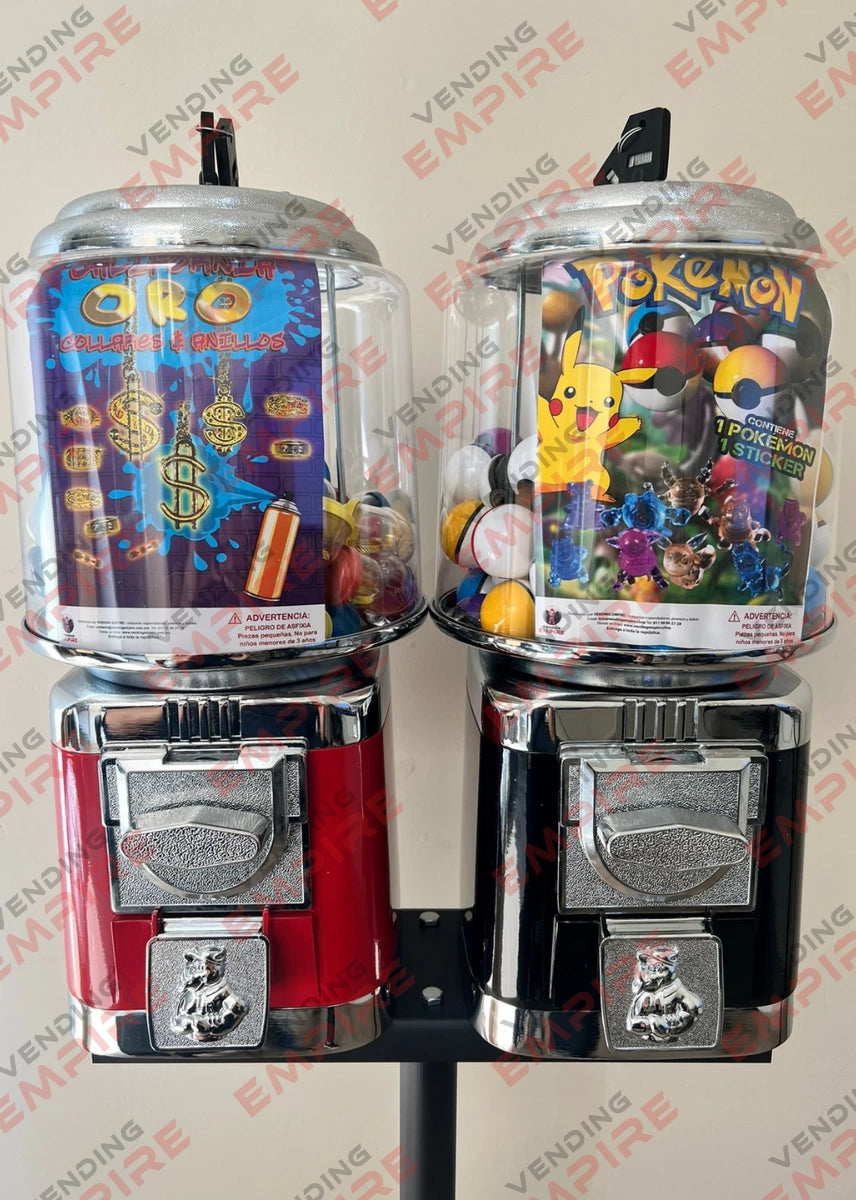 🔥Próxima a Llegar 🔥Kit de Maquina Chiclera Vending rhino doble con 100 pokemon, 100 anillos y cadenas de oro